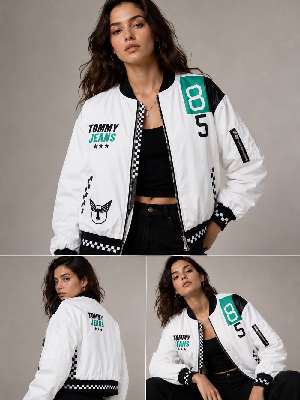 Tommy Hilfiger racing bomber white black jacket S